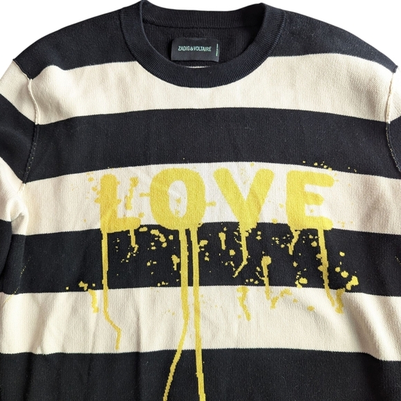 Zadig & Voltaire Life Co Love Striped Black, White, Yellow Sweatshirt - Picture 9 of 13